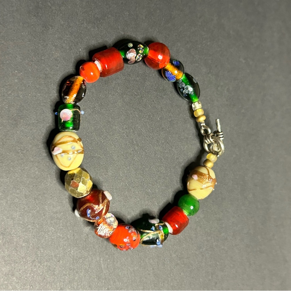 Handcrafted Multicolor Glass Bead Bracelet - Women